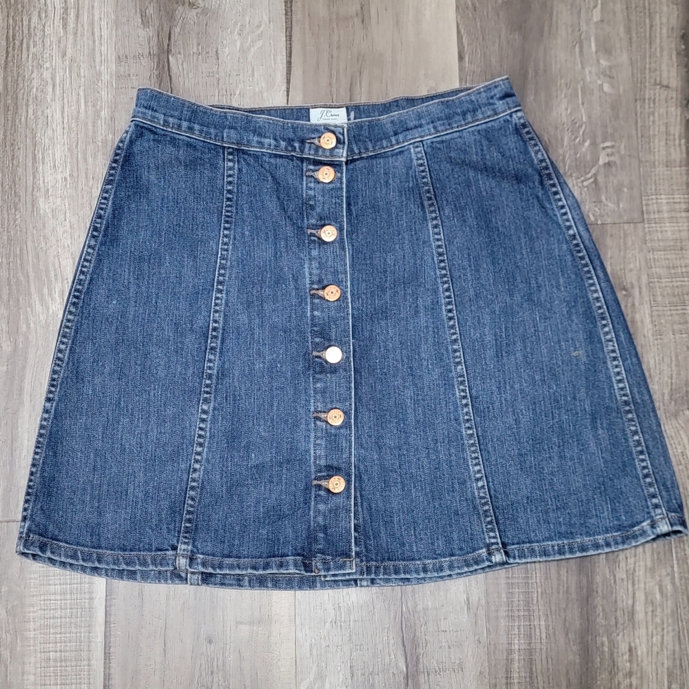 J. Crew Women's Denim A Lined Button Front Skirt